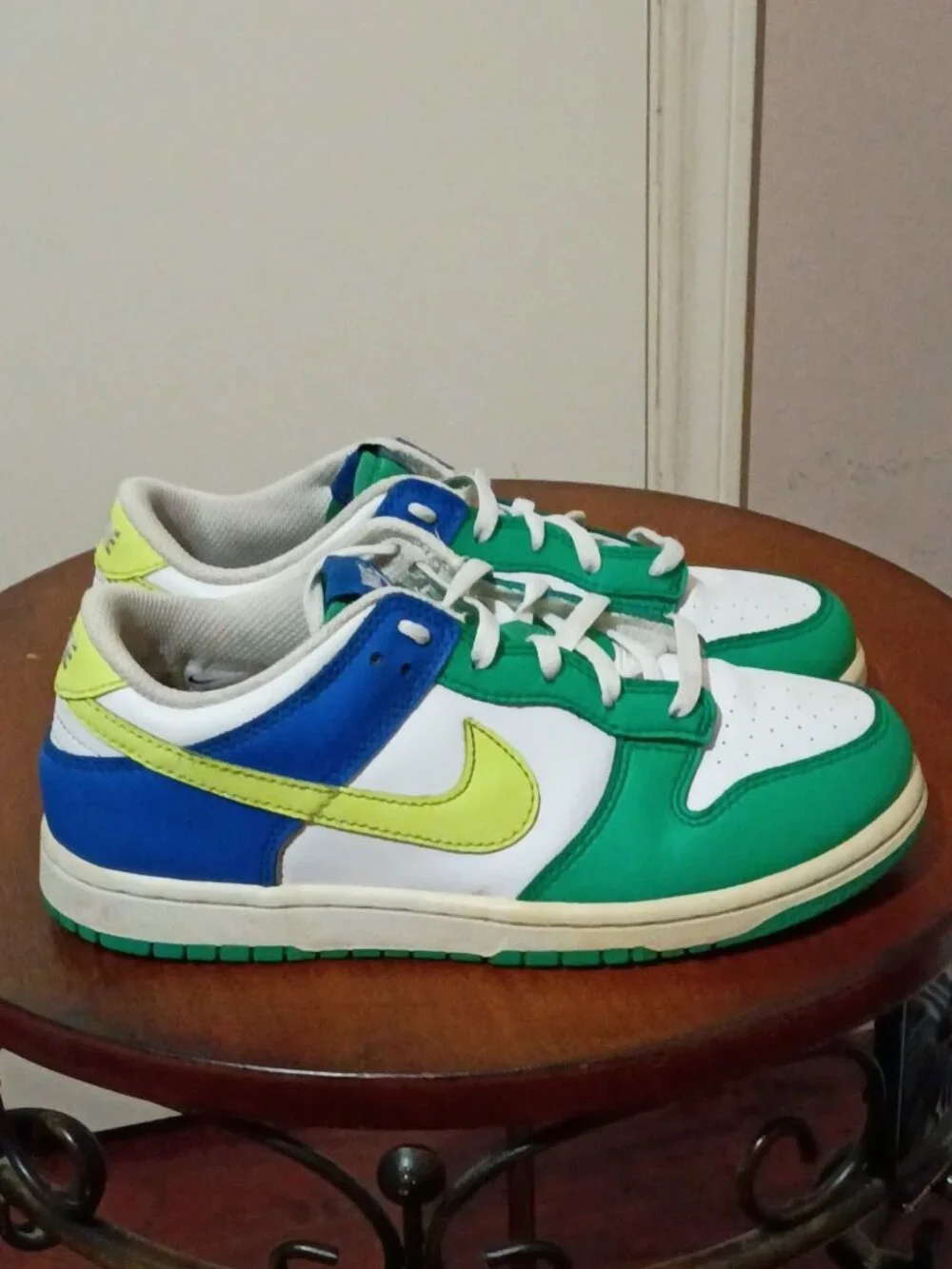 Nike Dunk Low Shoes Youth Size 3Y White Green Blue Volt Sneakers FN6974-100